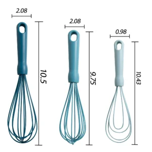 mainstays 3 piece silicone whisk set, 10.5"/10.4"/9.6" l, blue color