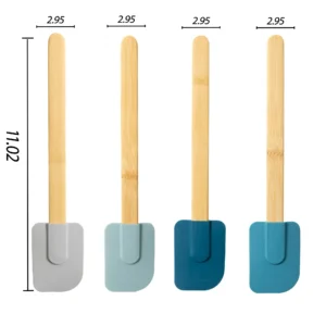 mainstays colorful silicon spatula set 4 with bamboo handle, blue