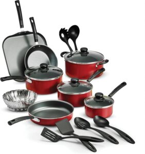 tramontina primaware 18 piece non stick cookware set, red