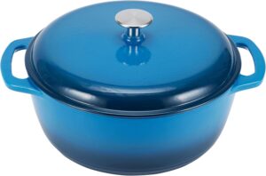 enameled cast iron dutch oven pot, 4.3 quart with lid, teal color