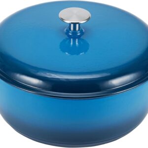 enameled cast iron dutch oven pot, 4.3 quart with lid, teal color